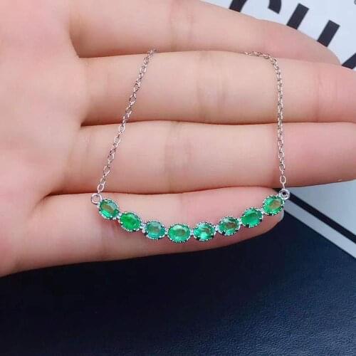 100% Natural Real Emerald necklace Emerald Pendant Solid S925 Sterling Silver For Women Colour Gem Stone Fine Jewelry