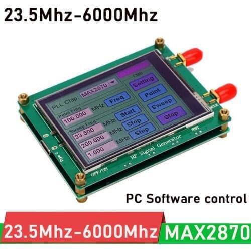 23.5MHZ-6000MHz MAX2870 RF signal source Signal generator VCO frequency sweep LCD touch screen PC software control FOR LAN