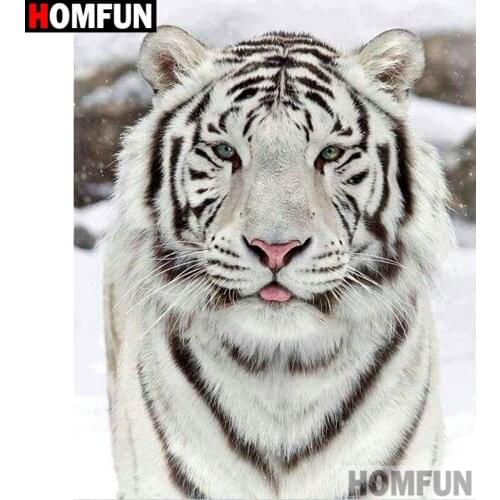 HOMFUN Full Square/Round Drill 5D DIY Diamond Painting "Animal tiger" Embroidery Cross Stitch 5D Home Decor Gift A16992