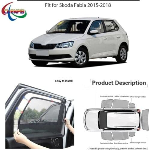 For Skoda Fabia 2015-2019 Car Full Side Windows Magnetic Sun Shade UV Protection Ray Blocking Mesh Visor Decoration Accessories