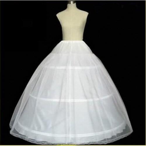 White 3 Hoops Petticoat Underskirt Wedding Dress With Elastic Waist Bridal Gown For Women Accessories jupon cerceau mariage
