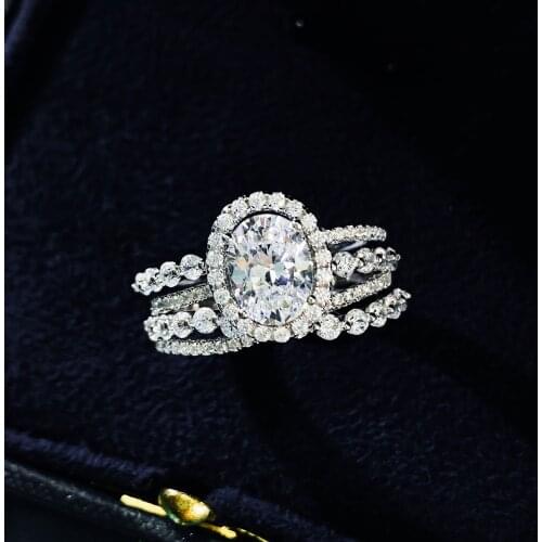 Charms100%925 Oval Cut Ring For Women Romantic Wedding Engagement Fine Jewelry Wholesale Gifts