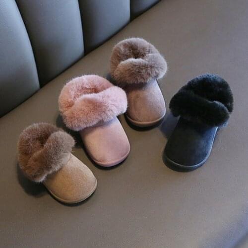 Children Home Shoes Kids Baby Snow Boots Slippers Soft Bottom Baby Girls Cotton Indoor Slippers Velvet Plush Thicken Boys Boots