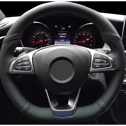 DIY Black Faux Leather Car Steering Wheel Cover For Mercedes Benz A200 A250 B250 B260 C200 C250 C300 Sport CLA220