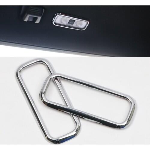 For Ford F-150 F150 2015 2016 2017 2018 2019 ABS Chrome Interior Rear Roof Reading Light Lamp Frame Cover Trim 2pcs Car Styling