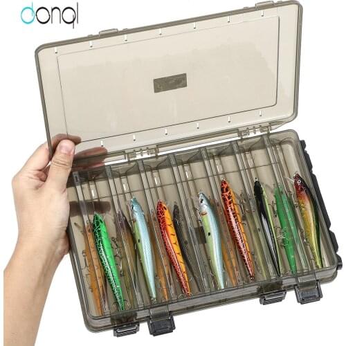 DONQL Fishing Box Fish Hook Lure Compartments Box Storage Case Tackle Double Sided High Strength Fishing Bait Accessories Case