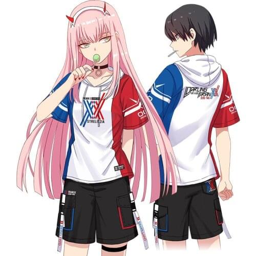 Anime Darling in the Franxx T shirt and Shorts Zero Two 02 Cosplay t-shirt short pants summer tshirt boys girls tops tees
