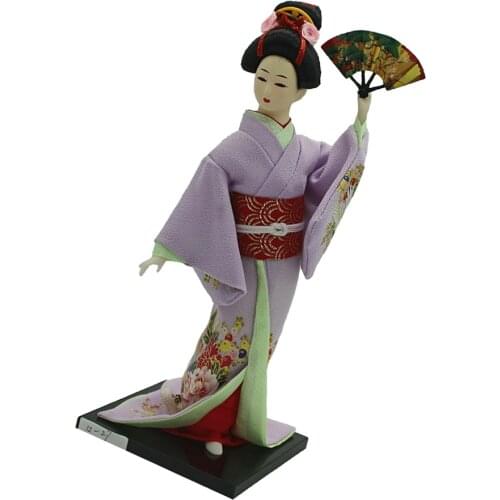 Japanese Geisha Kimono Doll, Traditional Embroidery Clothes and Delicate Face 11.8 Inches, Kids Gift Adults Collectible