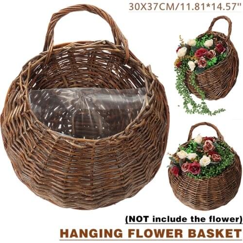 Handmade Storage Basket Woven Wicker Rattan Baskets For Terrace Garden Balcony Flower Plant Pot Home Decoration 4 Colors