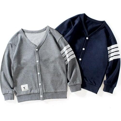 Boys Cardigan Jacket Children Knitwear Coat Boys Autumn Spring Children Terry V-neck Single Breasted Long Sleeve Jacket Clothing