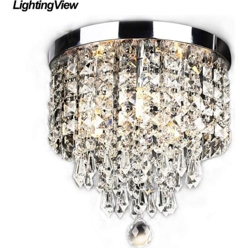 Lightingview AC110V-240V Led Crystal Chandelier Ceiling Lamp Plafon Lustre For Entrance Kitchen lights Home Decor