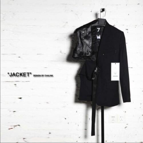 S-6xl Men Blazer Jackets Original Men Suits New Independent Design Pu Stitching Slim Stage Wear Clothes Autumn And Winter