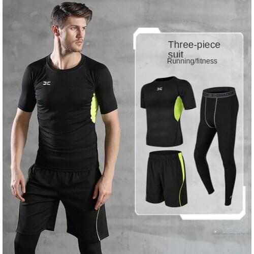 2021 Sports Suit Mens Spring and Autumn Casual Mens Gym Quick-drying Running Training Sports Fitness Suit Three-piece Suit