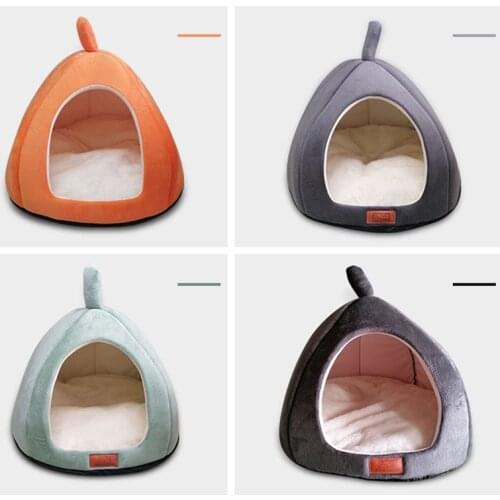 New Style Pet Dog Pumpkin Shape Cat Nest Warm Bed Detachable Soft Beds Cushion Mat Indoor Basket For Small Puppy Kitty House