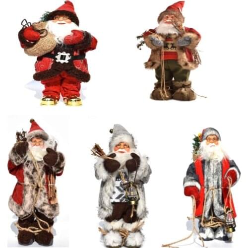 Newest Christmas Decorations 30cm Santa Claus Doll Knitted Plush Toys Christmas Ornament Decorative Doll Children Gift