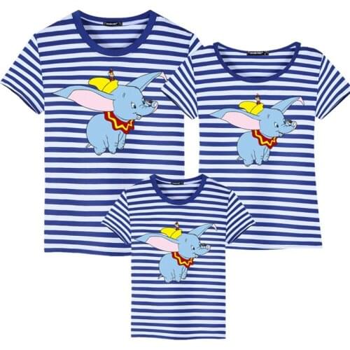 Family matching clothes Dumbo Cartoon tee shirt famille Cotton father and son shirts maman fille Clothing Children family Tshirt