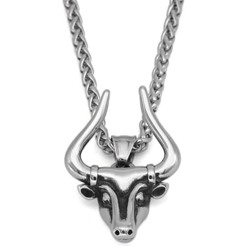 Stainless steel Cattle head necklace animal necklace