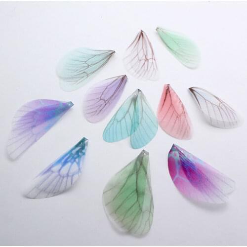 10Pcs/Lot Charms Chiffon Yarn Dragonfly Wing Pendant For DIY Necklace Earrings Handmade Jewelry Making Material Accessories