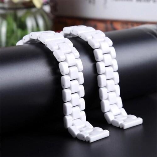 14mm 16mm 17mm 18mm Ceramic White Watchband Flat Interface Deployment Invisible Double Folding Clasp With Tool Wristband Straps