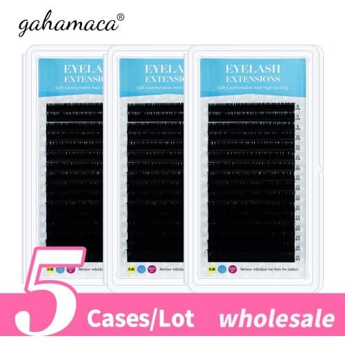GAHAMACA wholesale 5 trays Mix Eyelash extensions faux mink individual eyelashes single size false eyelash soft and natural