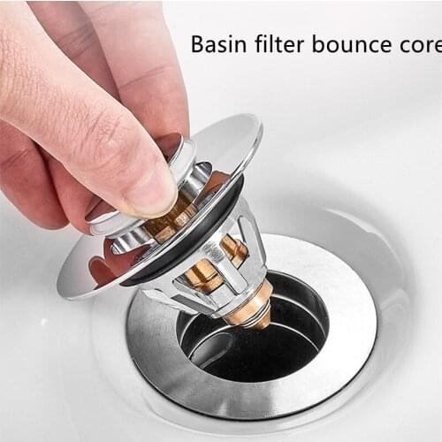 Basin Drain Bounce Core Wash Basin Sink Leaking Plug Push Type Stainless Steel Fitting Drain Pipe Cover