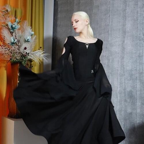 Standard Dance Dresses Women Black Waltz Dancing Clothes Lady Spanish Bullfight Costume Ballroom Practice Dress Show Wear