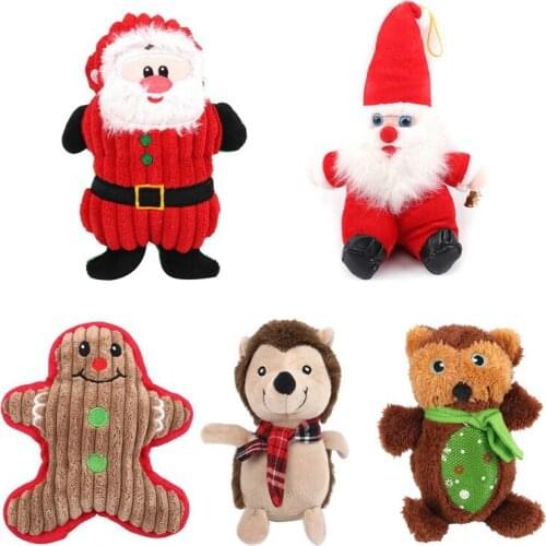 Christmas Pet Dog Toys Santa Claus Toys Chew Squeaker Pet Plush Toys For Dogs Cute Biting Rope Sound Toys Pet Cat Doll