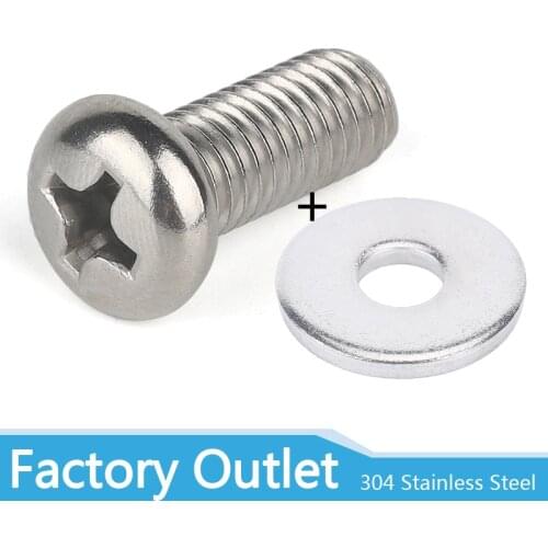 M2M2.5M3M3.5M4M5M6M8 Screw Cross Round Phillips Pan Head Wood Screws Bolt For PC Laptop Case Fan Glass 304Stainless Steel Washer