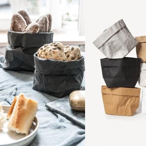 Waterproof Vase Nordic Style storage bag DIY Home Decor Washable Kraft Bag Reusable Flowerpot Fruits Flower Pot Basket Fruit