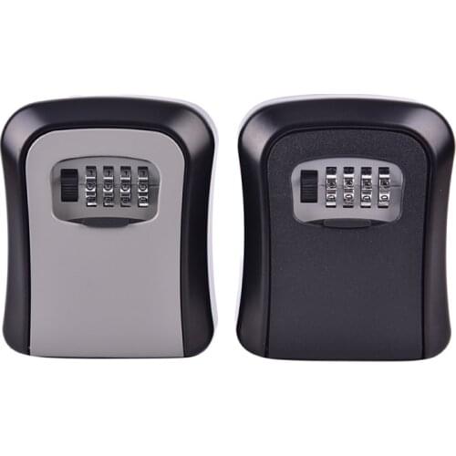 Key Lock Box Wall Mounted Aluminum Alloy Key Safe 4-digit Password Storage Box Weatherproof Outdoor