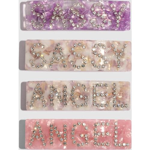 JUST FEEL Bohemian Style Resin Metal Hair Clips Hairpin For Women English Letters Acrylic Headdress Jewelry Hair Accessories