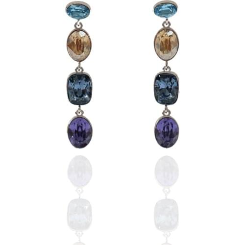 LANFLORA new geometric women colorful Crystal earrings Classic women earrings foreign trade bulk wholesale earrings