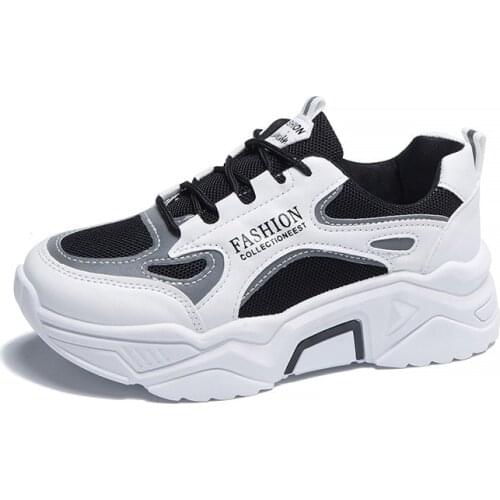 Spring and autumn new ladies mesh breathable white shoes Korean version ins Harajuku style reflective net red old womens shoes