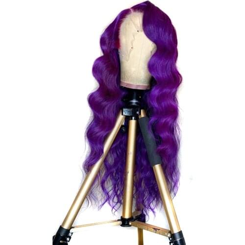 Websterwigs Purple Long Water Wave Synthetic Lace Front Wigs for Women Glueless HandTied Wig Heat Resistant Fiber Hair