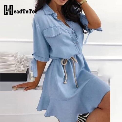 Drawstring Buttoned Pockets Casual Shirt Dress Women