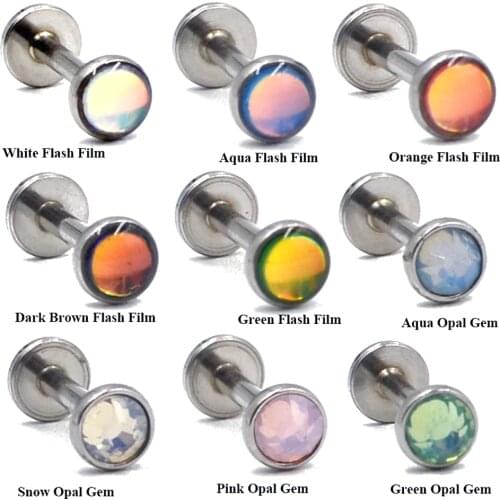 1PC Internally Threaded Opal CZ Gem Labret Stud Lip Ring Ear Cartilage Tragus Helix Piercing stud Ring 16g Body Jewelry
