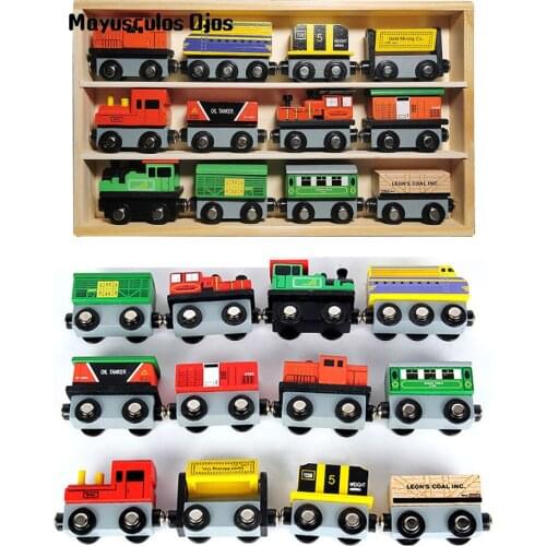 12PCS Magnetic Train Wooden Track Supporting Muller Cool Car Childrens Hand-eye Coordination Training Educational Toy