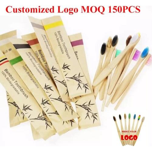 150Pc Bamboo Toothbrush Soft Bristle EcoFriendly Teeth Whitening Adult Toothbrush Wooden Handle Customized Laser Engraving Logo