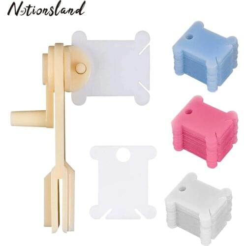 20pcs Plastic Floss Bobbins with 1pc Floss Bobbin Winder for Cross-Stitch Craft Embroidery Floss Organizer DIY Sewing Tools