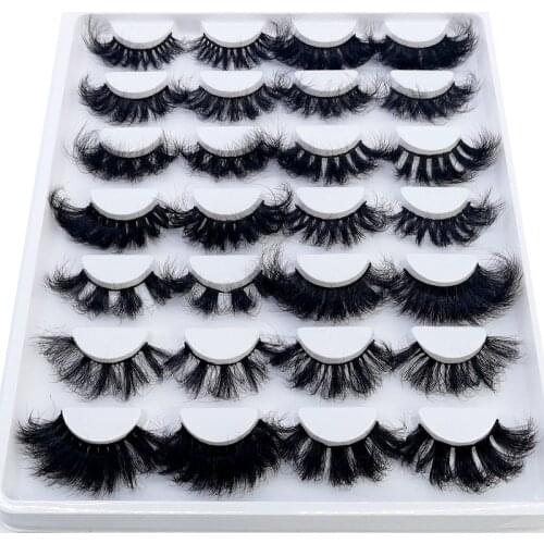 NEW 14 Pairs Fluffy Lashes 25mm 3D Mink Lashes Long Thick Natural False Eyelashes Wholesale Lashes Vendors Makeup Mink Eyelashes