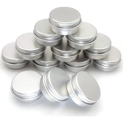 50pcs Aluminum Silver Round Storage Box Can Jar Containers for DIY Salves, Box Candles, Spices, Balms, Skin Care Beauty Samples