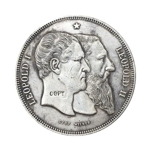 Belgium 5 Francs 1880 copy coins 37MM