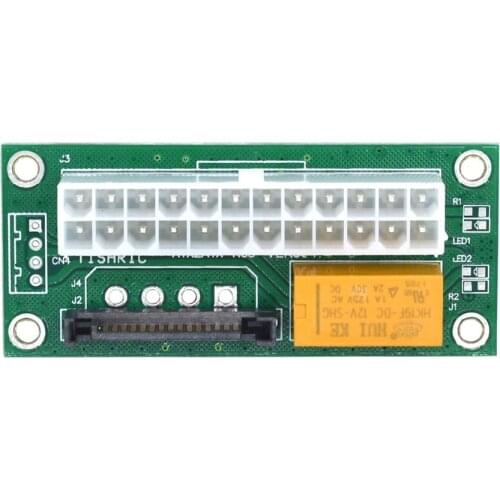 Black Dual PSU Power Supply Sync Adapter Add2psu ATX 24Pin To 4pin/SATA Molex Synchronous Connector Riser Cable Miner