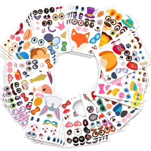 Kids DIY Stickers Children Puzzle Games Make-a-Face Animal Assemble Jigsaw Toys for Girls Boys Training Children Birthday Gift