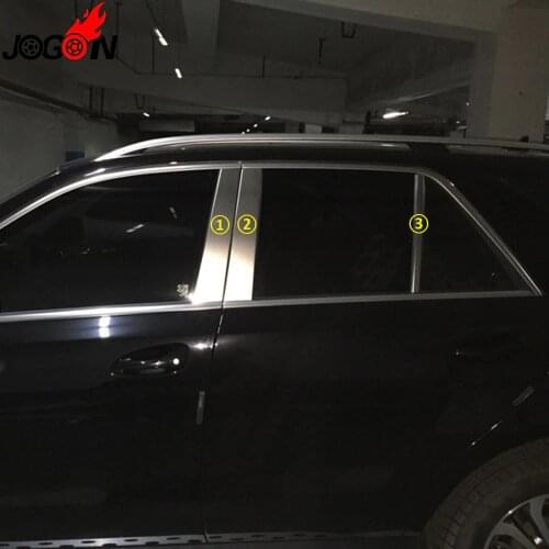 For Mercedes Benz ML Class W166 ML320 ML350 ML400 6P Window Central Pillar B + C Sill Trim Molding Cover Strip Stainless Steel