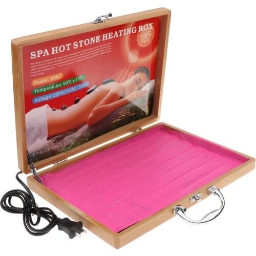 Electric Portable Wooden Energy Massage Stone Heater Kit Hot Rock Heating Box Case Warmer Device for Adult