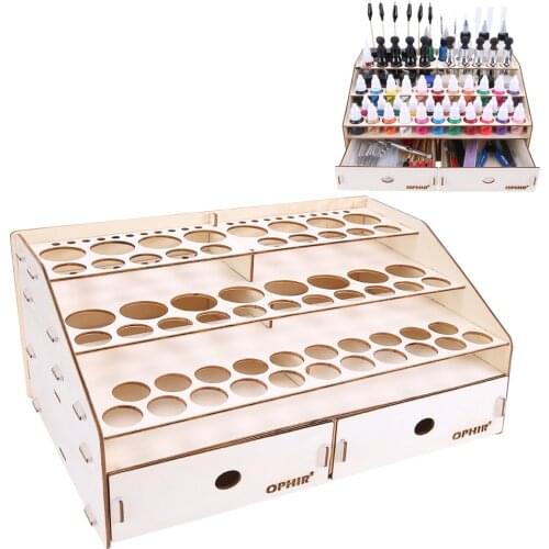 OPHIR 80 Holes Paints Rack Organizer Brushes Tool Storage Holder Painting Tool DIY Wood Paints Bottle Storage Rack MG040