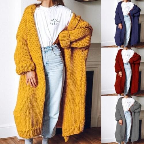 Pink Cardigan Women Autumn Fall Winter Sweater Cardigan Yellow Black Grey Long Sleeve Long Knitted Cardigan Outwear Coat Gilet
