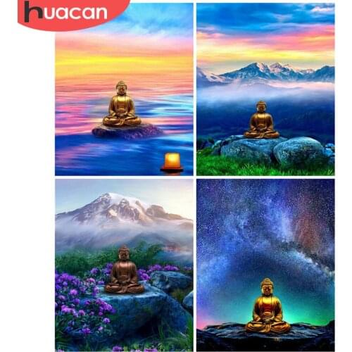 HUACAN DIY Frame Oil Painting By Numbers Religion Figure On Canvas Wall Art Picture By Numbers Buddha For Living Room