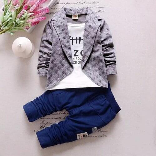 PatPat 2020 New Spring and Autumn Letter Print Faux-two Top and Pants Set for Kids Boy Sets Clothes